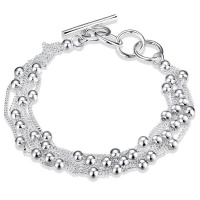 Silver Designer Small Balls Charrm Bracelet with Toggle Clasp Photo