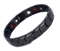 Magnetic Therapy Health Bracelet Black Titanium Stainless Steel 4 Elements Photo