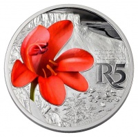 SA Mint 2018 One Ounce Silver Colour Coin – R5 Orange Tritonia Photo