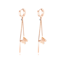 Rose Gold Hanging Cubic Zircon Butterfly Earrings Photo