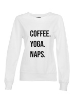 Ladies Coffee Yoga Naps Pullover Winter Sweat Top Sweater Photo