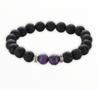 Argent Craft Lava Stone Bracelet with 2 Black & Purple Lepidolite Photo