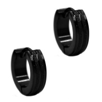 Xcalibur TrendStudio X Stainless Steel Black Glitter Huggie Earrings Photo