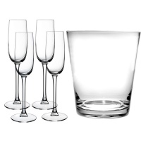 Eco 5 Piece Champagne Glass 4 Piece and Champagne Cooler Gift Set Photo