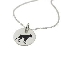 Boxer Dog Silhouette Sterling Silver Necklace with Chain Photo