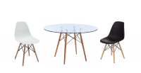 ALP - 3 Piece Glass Table and Wooden Leg Chairs Photo