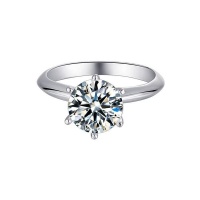 Solitaire Tiffany 6 Claw Setting 3.00ct Moissanite Engagement Ring Photo