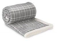 Premium Luxury Sherpa Blanket Throw - Grey Tartan Photo