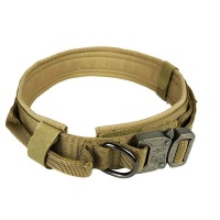 Adjustable Tactical Military Dog Training Collar with Metal Buckle - Green Photo