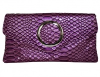 Fino Faux Patent Crocodile Leather Clutch Bag With chain and Twist Lock - Women Photo