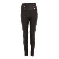 Quiz Ladies Black Button Detail High Waist Trousers - Black Photo