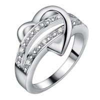 Silver Designer Dual Band Ring Through Heart Ring Photo