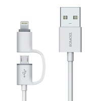 Romoss 2in1 USB-A to Lightning|Micro USB 1m Cable White Photo