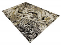 Decorpeople Modern Polyester Rug in White-Grey Black Gold Photo