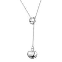 Silver Designer Single Heart Lariat Necklace Photo