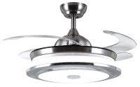 Bright Star Lighting Satin Nickel Retractable Ceiling Fan with Bluetooth Speaker Photo