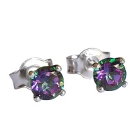 4mm Mystic Topaz studs in 925 Sterling Silver Photo