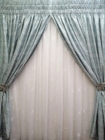 MrCurtain Aqua Curtain And White Voile Photo
