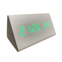 IMIX Wood Style White Triangular Green LED Digital Clock - MT1188-W-G Photo