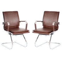 The Office Chair Corp TOCC Brown Square Pad Visitors' Office Chairs - Set of 2 per box Photo