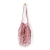 The Great Living Co Cotton Mesh Tote Bag Pink. Long Handles. Eco Friendly. Reusable. Washable Photo