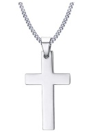 Solid Stainless Steel Necklace & Cross Pendant Set Photo