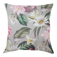 Light Grey Pillow/Scatter Cushion with Spring Flowers Photo
