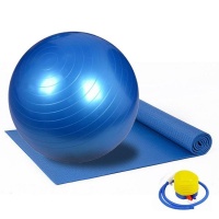 Yoga Mat & Exercise Ball - Blue Photo