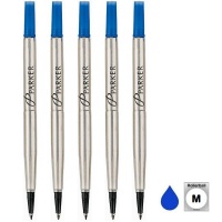 Parker Quink Flow Refill - Rollerball Pen -Medium - Blue Ink - 5 Pack Photo
