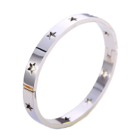 IMIX Stars Open Clasp Classic Plain Bangle Silver Photo