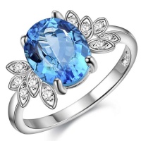 Silver Designer Aqua Oval Ring Photo