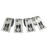 Zawadi Christmas Candle Design Engraved Stainless Steel Napkin Rings - Set of 4 Photo