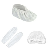 Disposable pack of three-Mops Caps Shoe Covers Sleeve Protectors White Photo