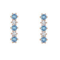 Civetta Spark Vertical Bar Studs-With Swarovski Aquamarine Crystal Rosegold Photo