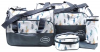 Mothers Choice Multifunction Nappy Bag Microfibre 5 pieces Set - Grey with Feature Print Photo