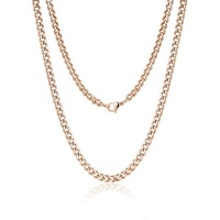 5mm Rose Gold Steel Cuban Link Necklace 24" Photo