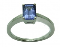 Genuine Tanzanite Emerald Cut Solitaire Ring 1.00ct - 925 Sterling Silver Photo