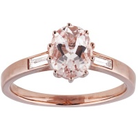 Kays Family Jewellers 1.23ct Oval Morganite with 0.12ct Baguette Diamonds Ring in 9K Rose Gold. Photo
