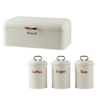 Totally Home Retro Breadbin Steel Design with 3 Piece Matching Canister Set Photo