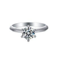Solitaire Tiffany 6 Claw Setting 1.00ct Moissanite Engagement Ring Photo