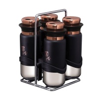 Berlinger Haus 5 Piece Steel and Glass Spice Shaker Set - Black Rose Collectiom Photo
