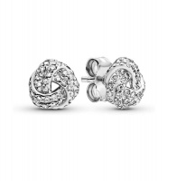 Cosmic 925 Silver Stud Love Knot Earrings With Cubic Zirconia - 8mm Photo