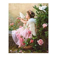 Diamond Painting DIY Kit Full Drill 50x40cm- Little Angel with Doves Photo