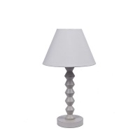 The Lamp Factory Cream Wooden Bedside Lamp with Polycotton Lamp Shade Photo
