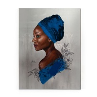 LiaJ Original Art print - Blue Bloom - Woman | A0 Stretched Canvas Photo