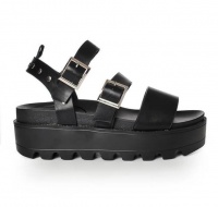 I Saw it First - Ladies Black Cleated Platform Sandals Photo