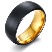 Wolf/Ram Matt Black/Gold Tungsten Ring for Men - 8mm Photo