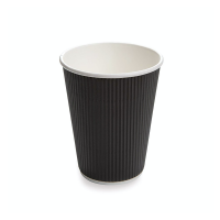 Ripple Paper Coffee Cup - Coffee - Eco Friendly - 500ml - Black Photo