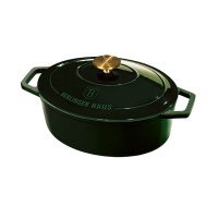 Berlinger Haus 30cm Enamel Coating Oven Safe Oval Pot with Lid - Emerald Photo