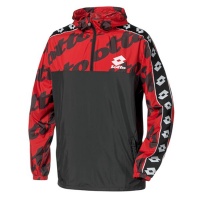 Lotto Men's Athletica Prime Wind Hooded Jacket- Red & Black Photo